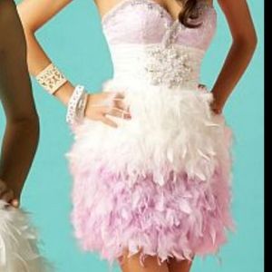 HOCO Mac Duggal Macduggal feather short prom dress gown